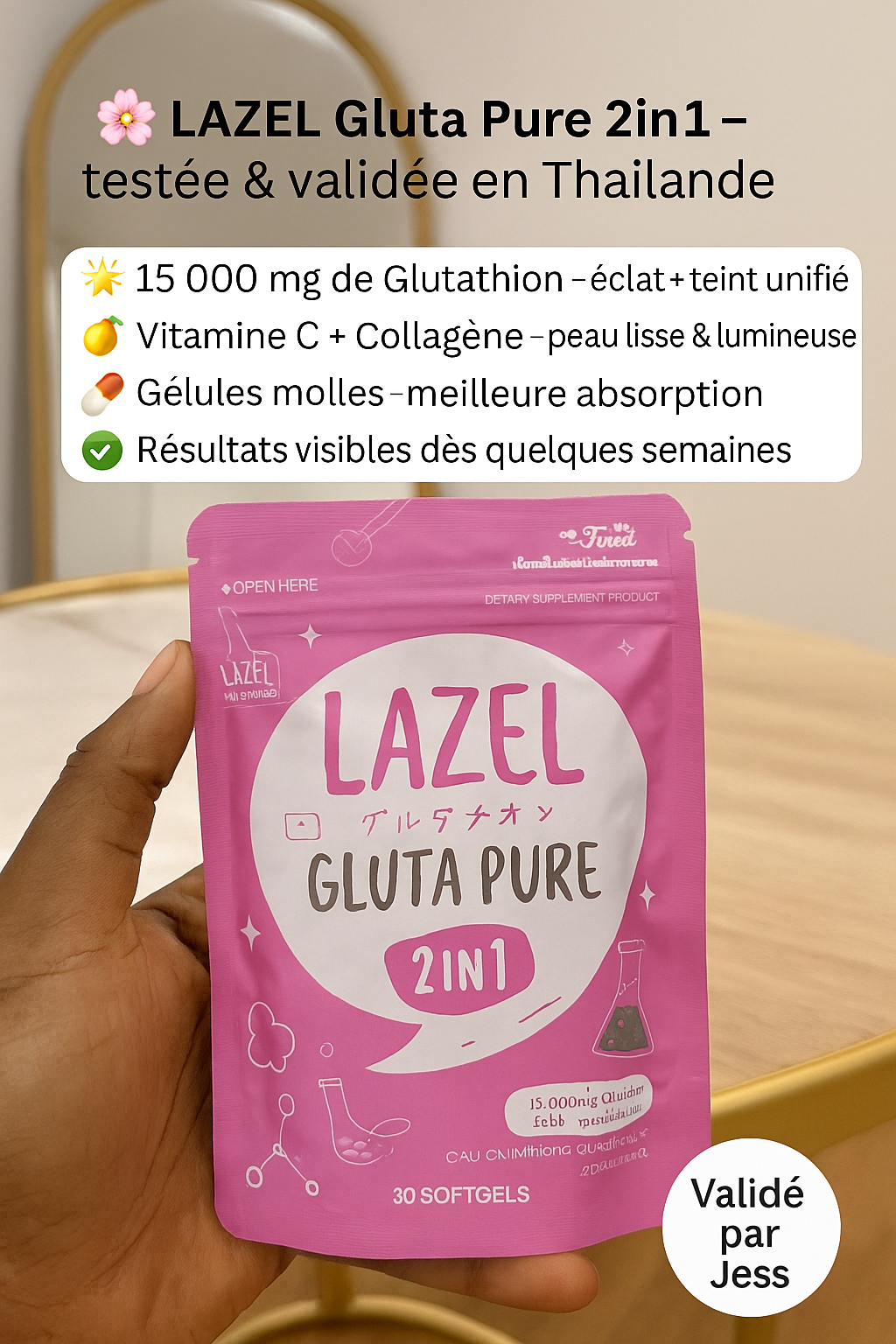 Lazel Gluta Pure complément alimentaire 2 en 1