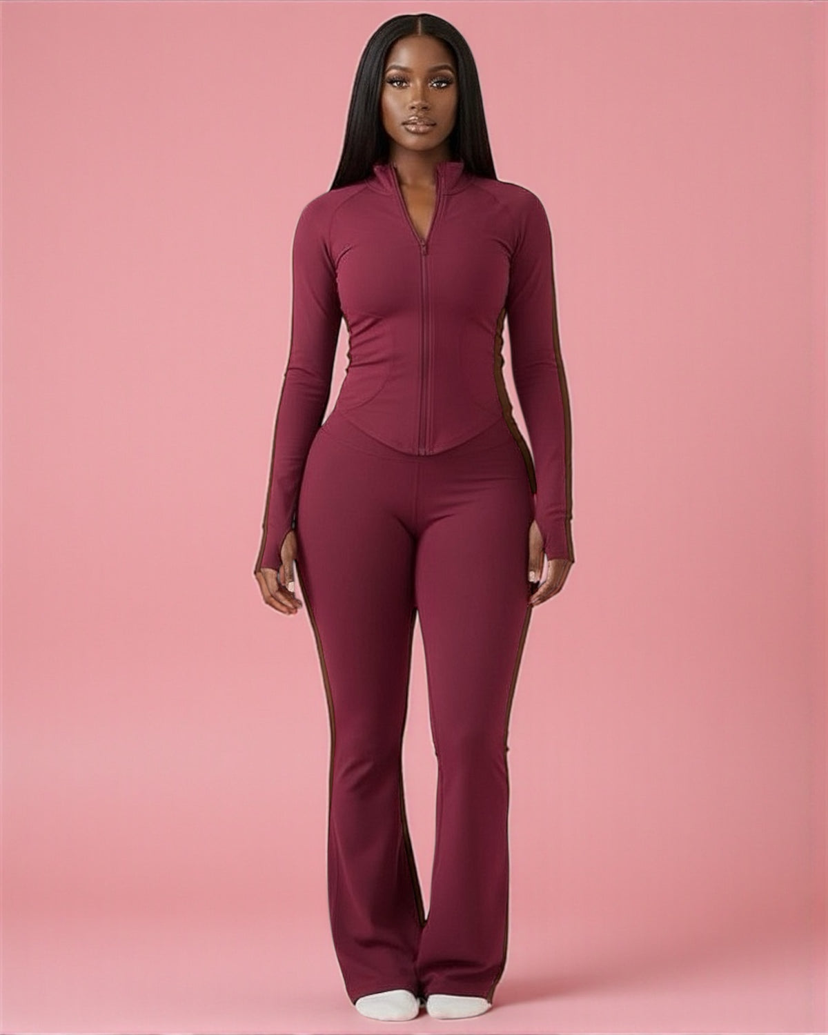 ENSEMBLE SCULPT polaire – bordeaux